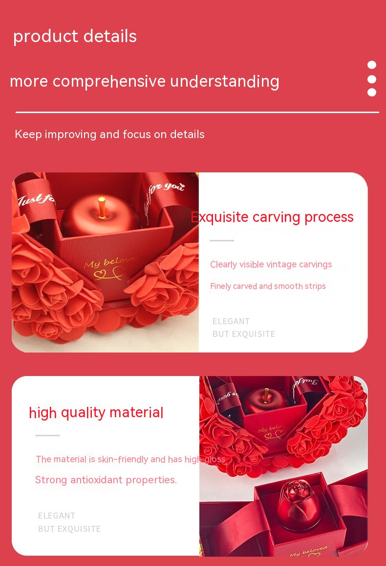 Valentines Day Gift Soap Rose Gift Box,  Eternal Flower Jewelry Box Set Wedding Birthday Gift For Girlfriend